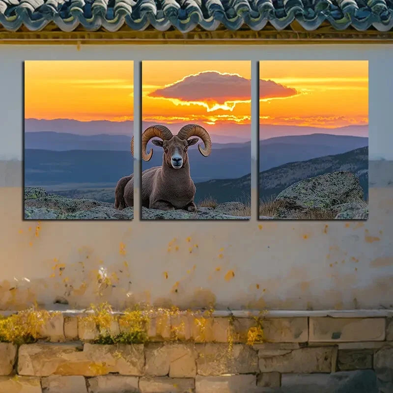 3pcs Vibrant Sheep on the Hillside Metal Print Ready to Hang Art - Bella Home Decor