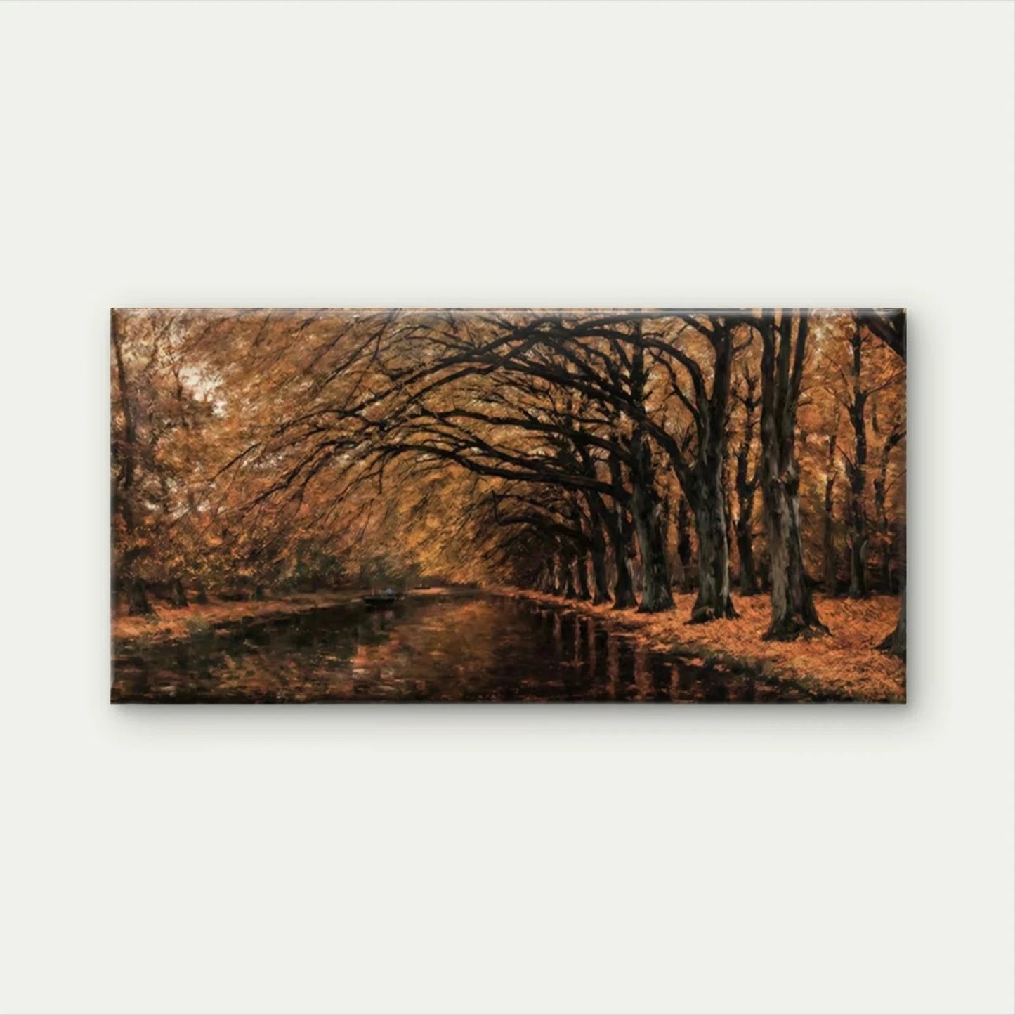 Classic Autumn Forest River Wall Art Canvas Office Home Room Framed 120x60cm