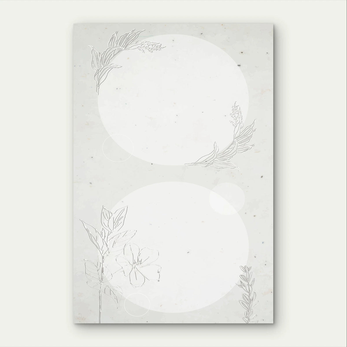 Neutral White Embossed Botanical Line Art 40x60cm Metal Print Ready to Hang