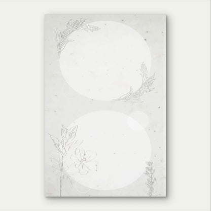 Neutral White Embossed Botanical Line Art 40x60cm Metal Print Ready to Hang