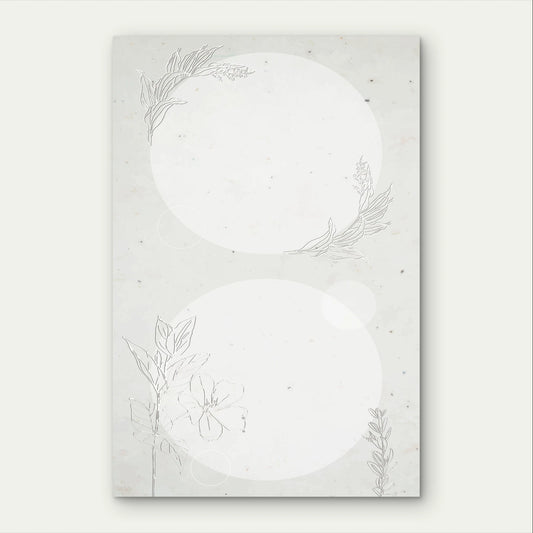 Neutral White Embossed Botanical Line Art 40x60cm Metal Print Ready to Hang