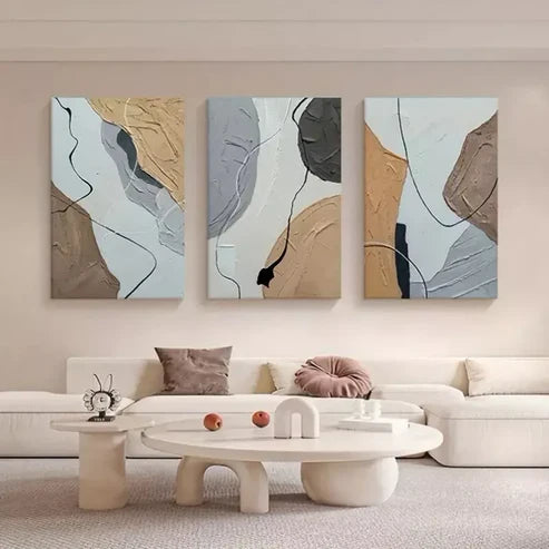 3pcs Abstract Art Prints, Modern Vintage Style Canvas Framed  60X90cm - High Quality Print 100% Australian Made Wall Canvas Ready to Hang