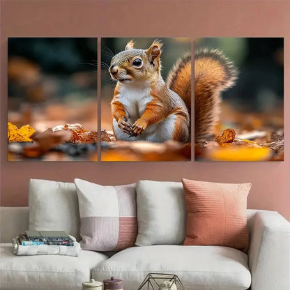 3pcs Astonished Squirrel Wildlife Illustration Metal Print Ready to Hang Art - Bella Home Decor