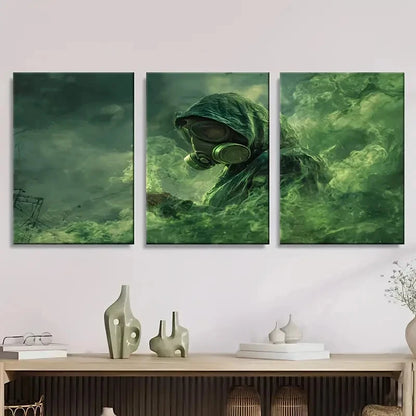3pcs Green Smoke Wall Art Set Canvas Framed 40x60cm - High Quality Print 100% Australian Made Wall Canvas Ready to Hang