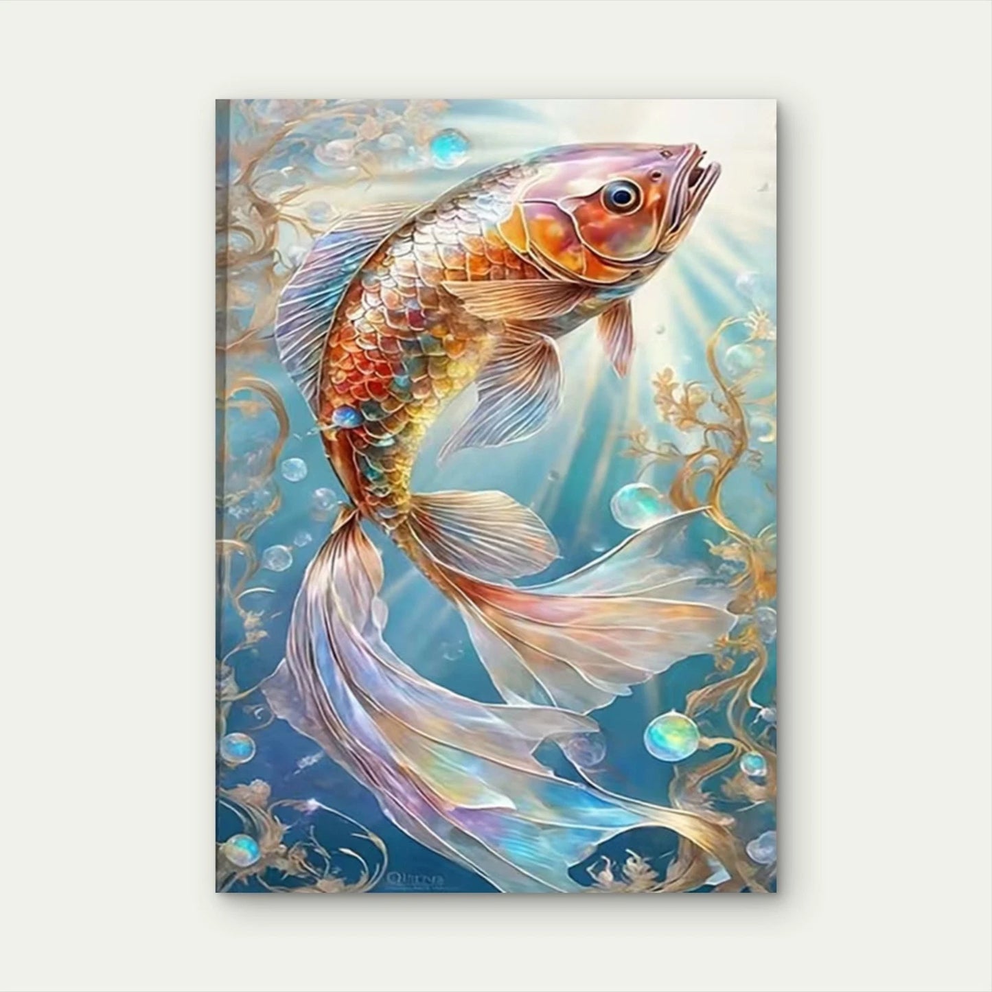 Glimmering Koi 60x90cm Metal Print Ready to Hang