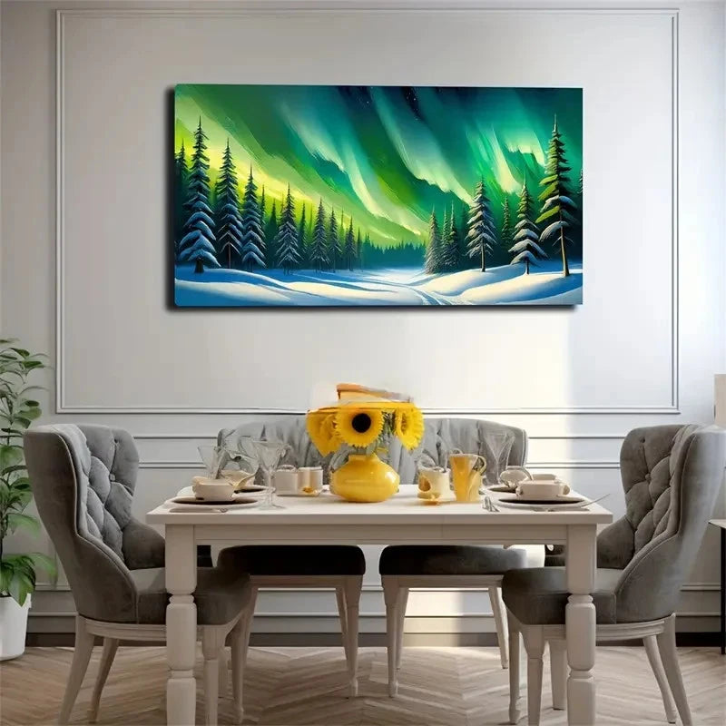 Vibrant Arctic Aurora Wall Art Canvas Office Home Room Framed 120x60cm
