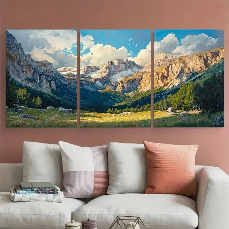 3pcs Ordesa Y Monte Perdido National Park Travel Metal Print Ready to Hang Art - Bella Home Decor