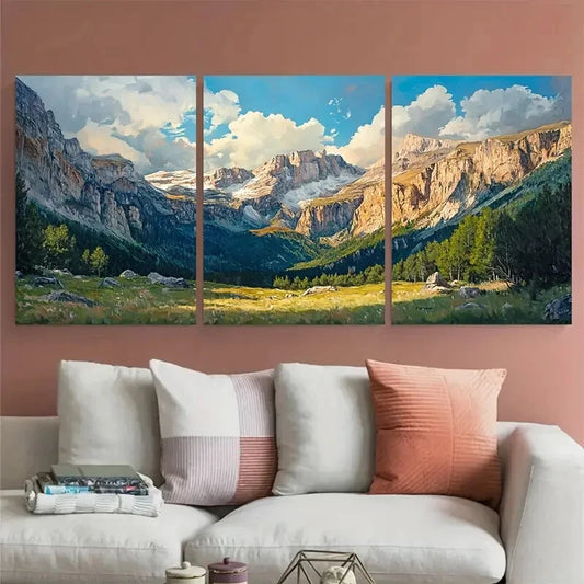 3pcs Ordesa Y Monte Perdido National Park Travel Metal Print Ready to Hang Art