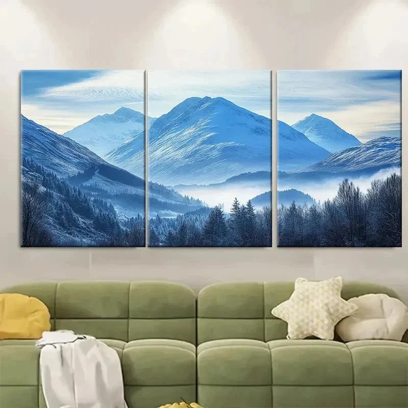3pcs Nevis and Three Peaks Snowden R  Wall Art Set Canvas Framed 40x60cm - High Quality Print 100% Australian Made Wall Canvas Ready to Hang