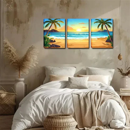 3pcs Blue Water, Romantic Beach, Wall Art Set Canvas Framed 60x90cm - High Quality Print 100% Australian Made Wall Canvas Ready to Hang