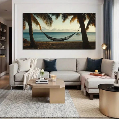 Tropical Beach Sunset Wall Art Canvas Office Home Room Framed 120x60cm