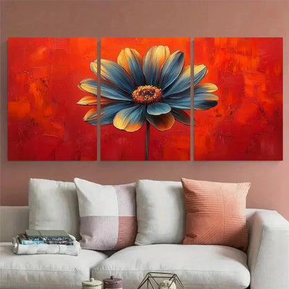 3pcs Bright Bold Summer Flower Illustration Metal Print Ready to Hang Art - Bella Home Decor