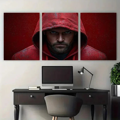 3pcs Edgy Urban with Distressed Red Hoodie Wall Art Canvas Unframed - High Quality Print 100% Australian Made Wall Canvas - Bella Home Decor