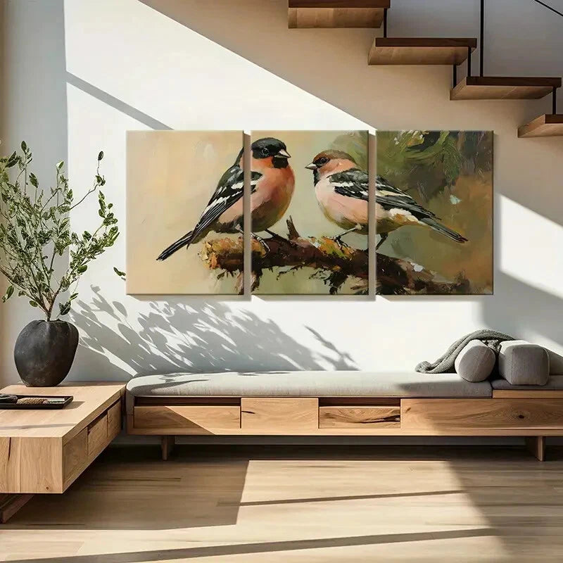3pcs Birds Perched On Branch Nature Inspired Metal Print Ready to Hang Art - Bella Home Decor