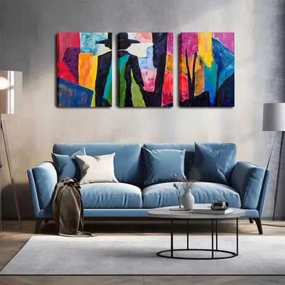 3pcs Abstract for Man's Back Wall Art Set Wall Art Canvas Unframed - High Quality Print 100% Australian Made Wall Canvas - Bella Home Decor