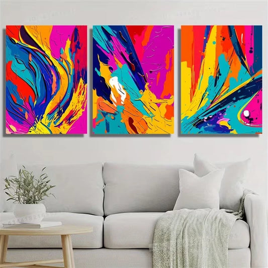 3pcs Colorful Abstract Art Metal Print Ready to Hang Art