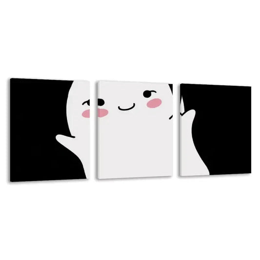 3pcs A Cute Little Ghost Says Boo Canvas Wall Art Set Canvas Framed 50x70cm - High Quality Print 100% Australian Made Wall Canvas Ready to Hang