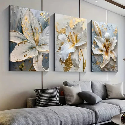 3pcs Scandinavian Floral Wall Art Set - Modern Abstract Canvas Framed 60x90 cm - High Quality Print 100% Australian Made Wall Canvas Ready to Hang