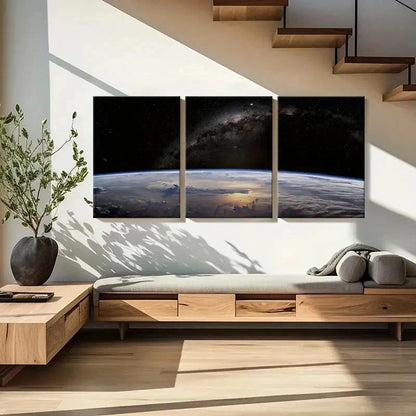 3pcs Outer Space Galaxy Planet Dark Universe Wall Art Set Canvas Framed 60x90cm - High Quality Print 100% Australian Made Wall Canvas Ready to Hang
