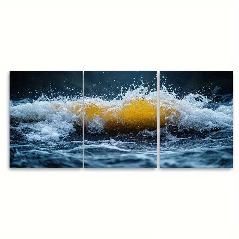 3pcs Natural River Sea Waves Wall Art Set Canvas Framed 50x70cm - High Quality Print 100% Australian Made Wall Canvas Ready to Hang