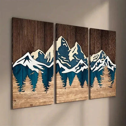 3pcs Rustic Mountain Landscape Wall Art Set Canvas Unframed - High Quality Print 100% Australian Made Wall Canvas
