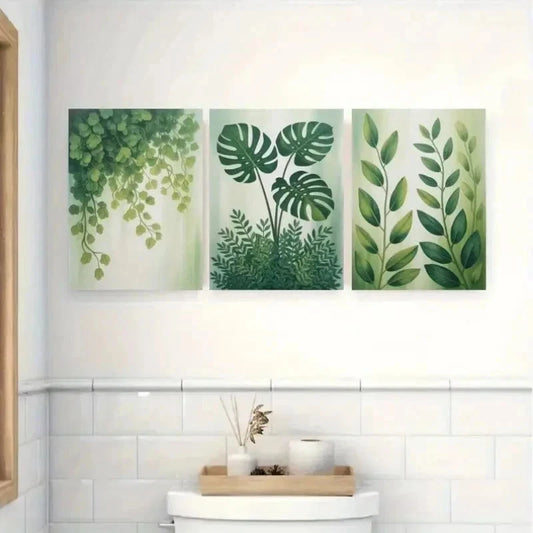 3pcs Palm Leaves, Minimalist Style Wall Art Set Canvas Framed 40x60cm - High Quality Print 100% Australian Made Wall Canvas Ready to Hang