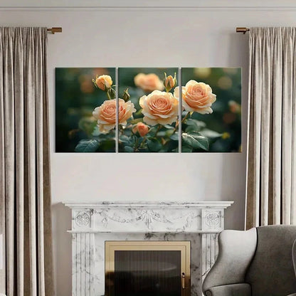3pcs Roses Greenery Floral Art Painting Metal Print Ready to Hang Art - Bella Home Decor