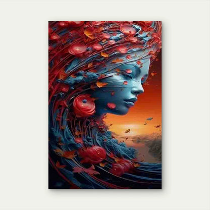 Enchanted Floral Profile Metal Print Ready to Hang