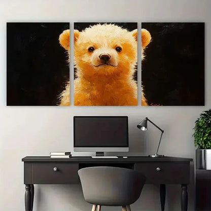 3pcs Vibrant Polar Bear Cub Animal Portrait Wall Art Set Canvas Unframed - High Quality Print 100% Australian Made Wall Canvas