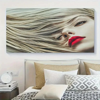 Young Woman With Flowing Hair Wall Art Canvas Office Home Room Framed 120x60cm