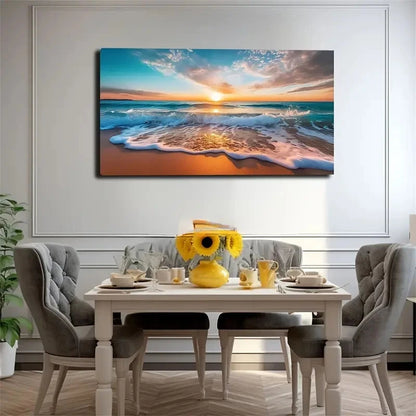 Wave Beach Series Reflected Wall Art Canvas Office Home Room Framed 120x60cm