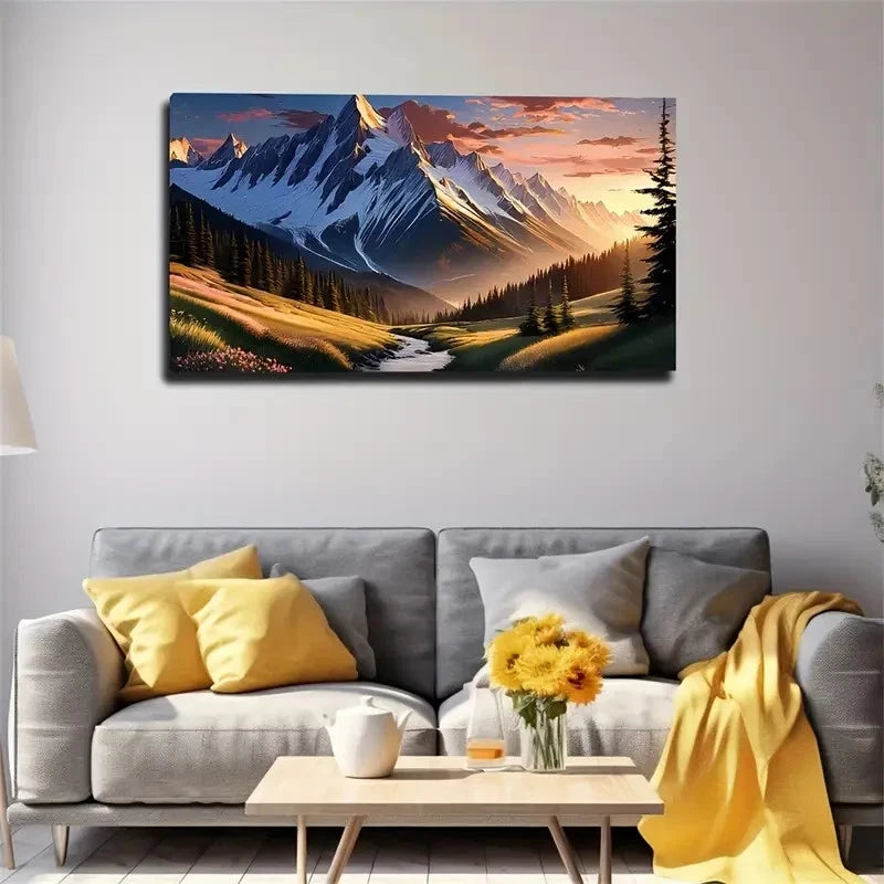 Modern Mountain Bohemian Style Wall Art Canvas Office Home Room Framed 120x60cm