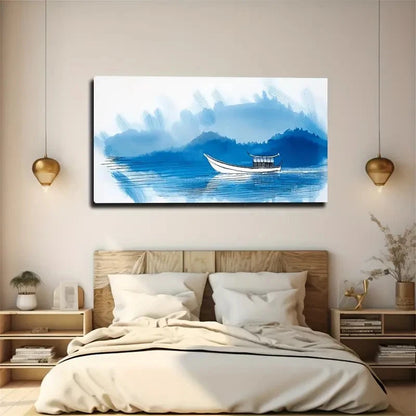 Style One Leaf Flat Boat Wall Art Canvas Office Home Room Framed 120x60cm