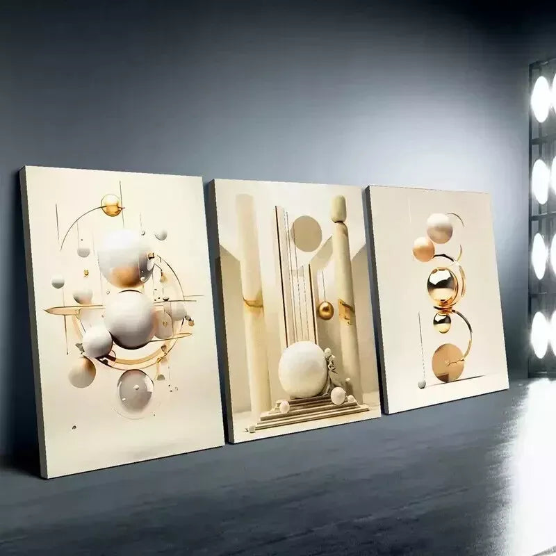3pcs Modern Geometric Sphere Canvas Wall Art Set Canvas Framed 50x70cm - High Quality Print 100% Australian Made Wall Canvas Ready to Hang