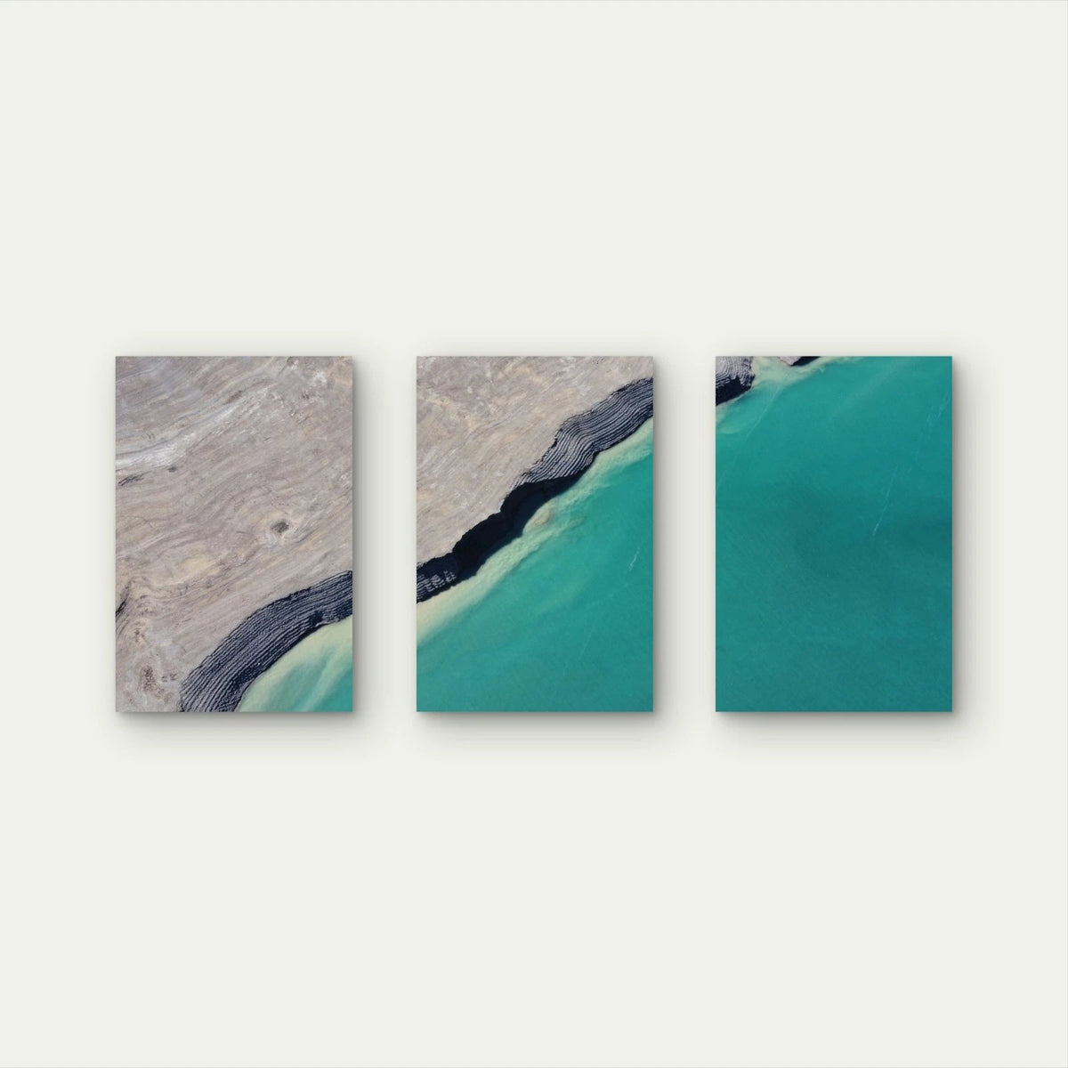 3pcs Aerial Coastal Ocean Waves Landscape Wall Art Set Canvas Framed 50x70cm - High Quality Print 100% Australian Made Wall Canvas Ready to Hang