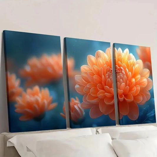 3pcs Chrysanthemum Canvas Print TR Wall Art Set Canvas Framed 40x60cm - High Quality Print 100% Australian Made Wall Canvas Ready to Hang
