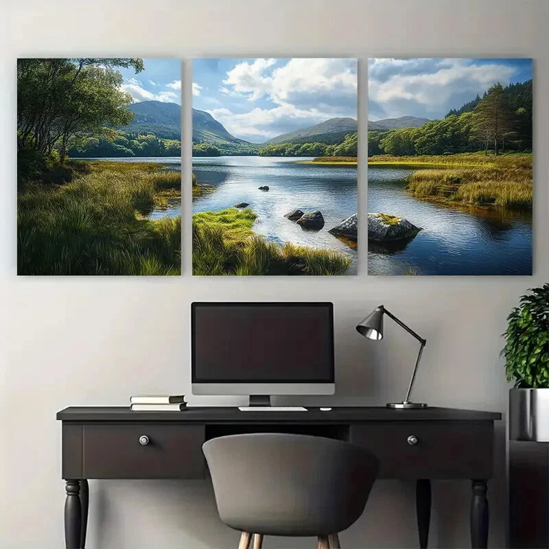 3pcs Glenveagh National Park Irish Scenery Metal Print Ready to Hang Art - Bella Home Decor