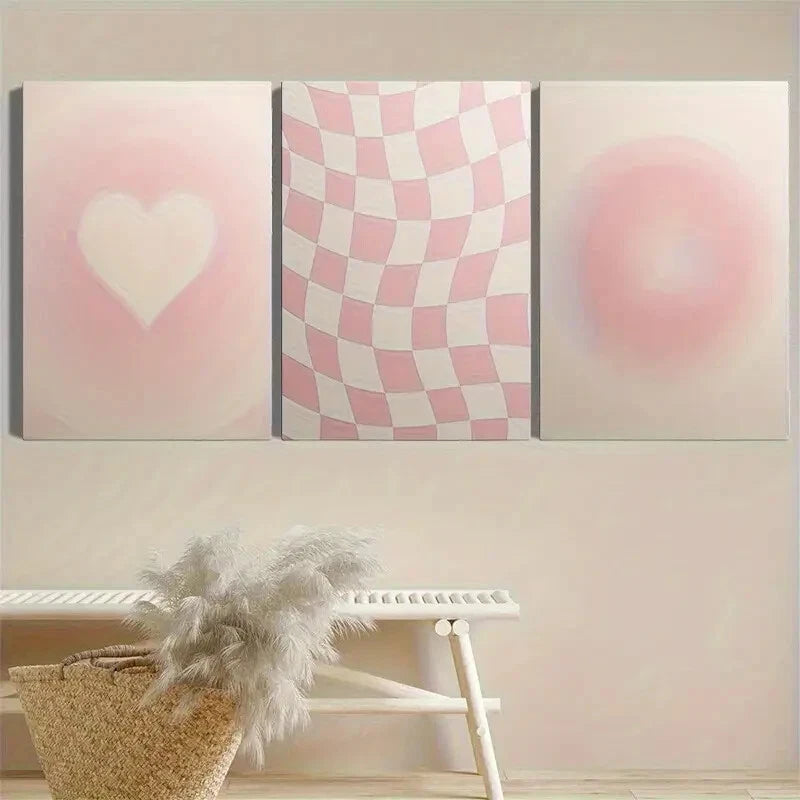 3pcs Pink Aesthetic Blush Pink Metal Print Ready to Hang Art - Bella Home Decor