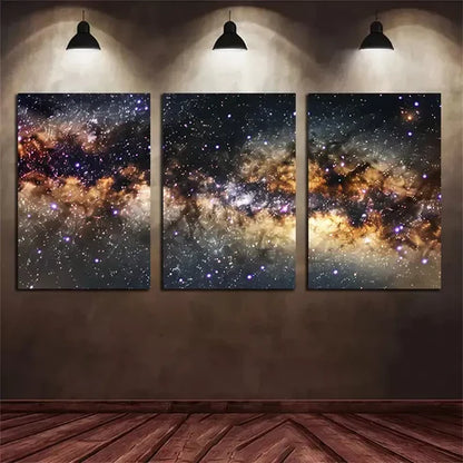 3pcs Panoramic View of The Milky Way Galaxy Canvas Unframed - High Quality Print 100% Australian Made Wall Canvas