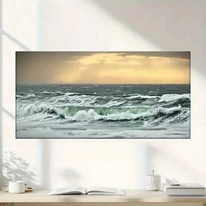 Modern Abstract Ocean Storm Wall Art Canvas Office Home Room Framed 120x60cm