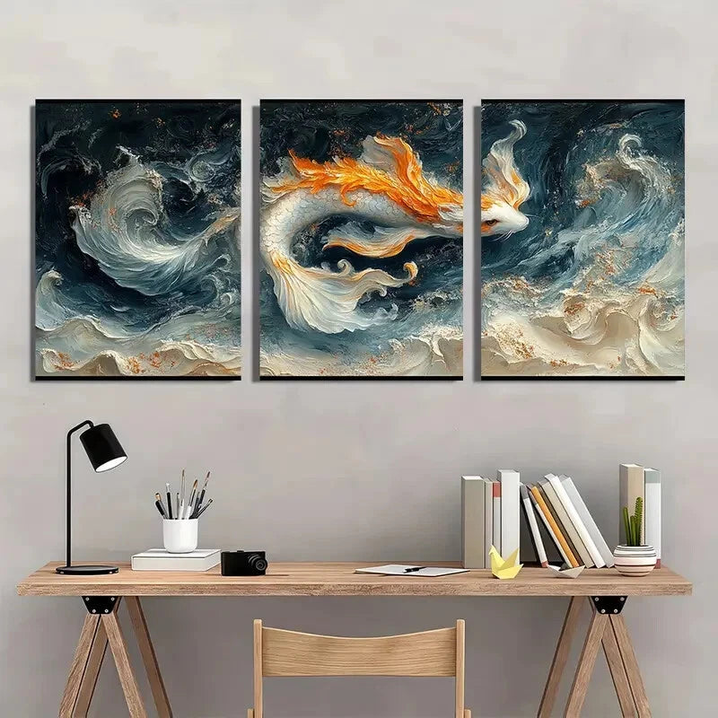 3pcs Tails of the Sea Fine Art Print Animal Art Metal Print Ready to Hang Art - Bella Home Decor