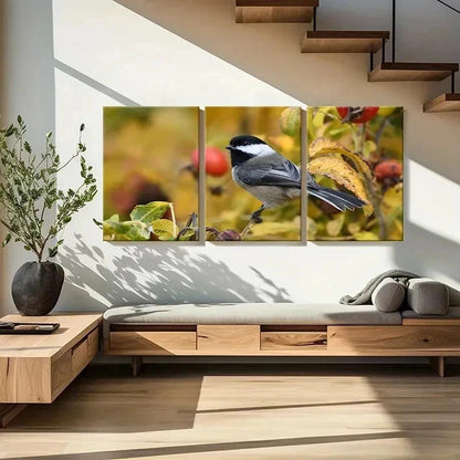 3pcs Animal Art Bird on a Tree Branch Painting Wall Art Set Canvas Framed 50x70cm - High Quality Print 100% Australian Made Wall Canvas Ready to Hang - Bella Home Decor