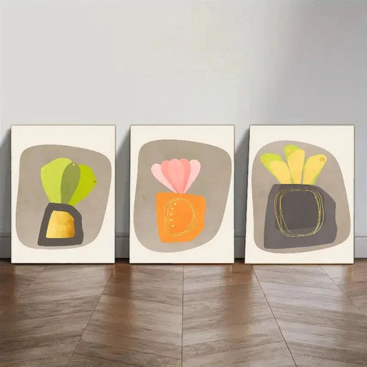 3pcs Abstract Botanical Art Decoration Poster Metal Print Ready to Hang Art