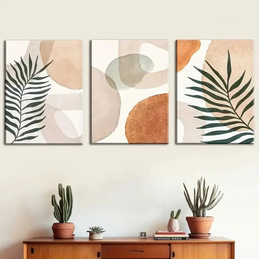 3pcs Tropical Plant Abstract Geometric Line Metal Print Ready to Hang Art