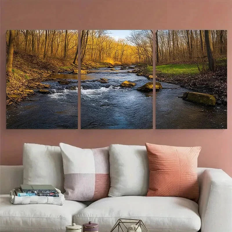 3pcs Brandywine Creek State Park Metal Print Ready to Hang Art - Bella Home Decor