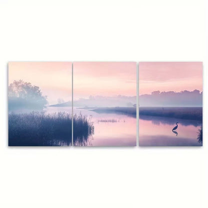 3pcs Po Valley at Dawn Metal Print Ready to Hang Art