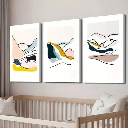 3pcs Abstract Mountain Landscape Decor Wall Art Set Canvas Unframed - High Quality Print 100% Australian Made Wall Canvas - Bella Home Decor