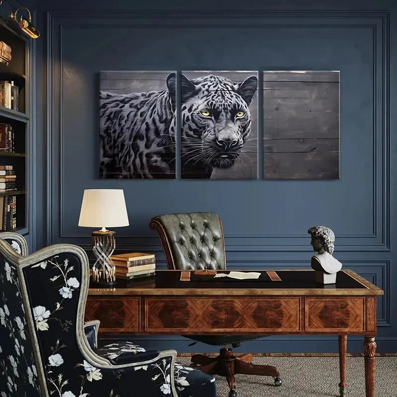 3pcs Artistic Leopard Print Modern Wall Art Metal Print Ready to Hang Art - Bella Home Decor