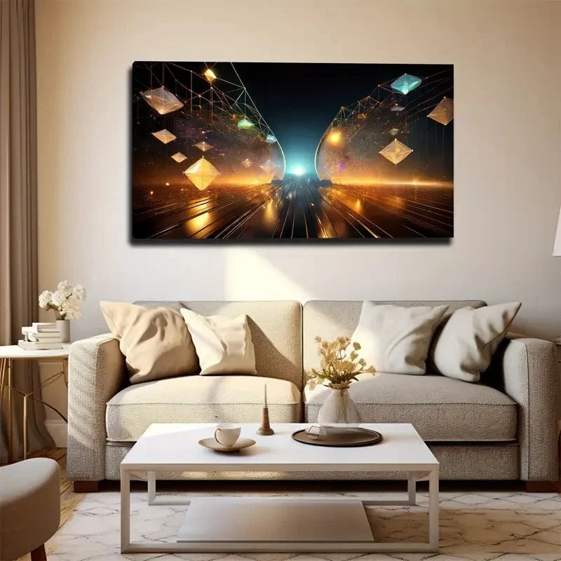 Futuristic Cityscape Wall Art Canvas Office Home Room Framed 120x60cm