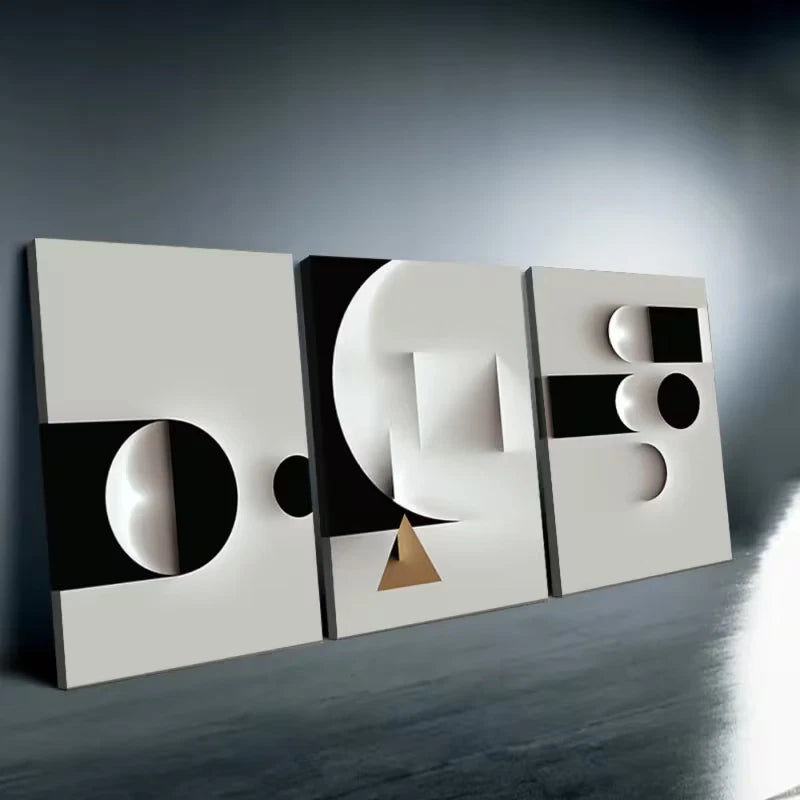 3pcs Black White Modern Nordic Wall Art Set Canvas Framed 60x90cm - High Quality Print 100% Australian Made Wall Canvas Ready to Hang
